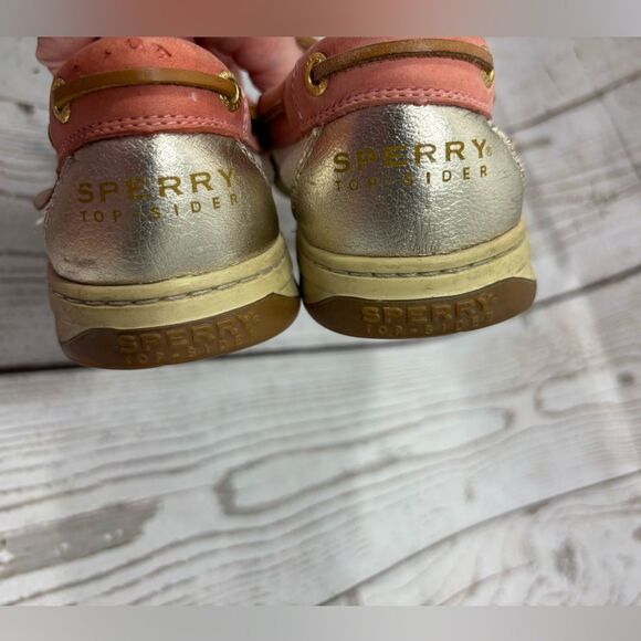 Sperry Top-Sider Angelfish Coral Salmon Tan Gold Mesh Womens Boat Shoes 10M - Picture 6 of 15